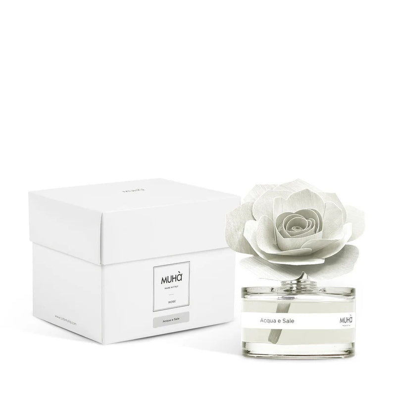 Muhà Diffuseur de parfum Rose Blanche Bombonière Eau et Sel 50ml
