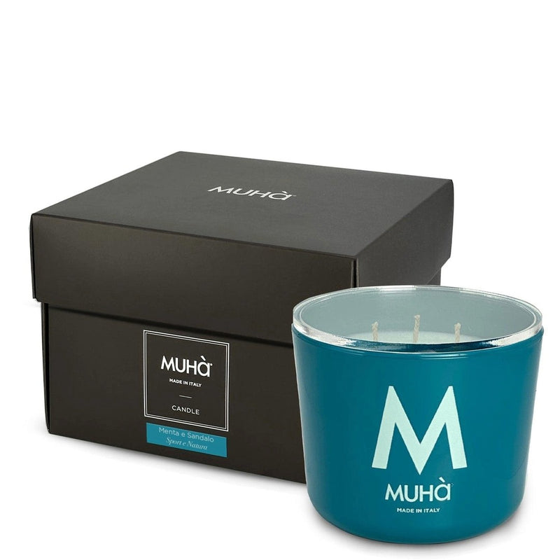 Muhà Bougie Parfumée Menthe et Santal 270 g Ø8,9xH9,5 cm – Bougie Aromatique Décorative pour la Maison et Idée Cadeau