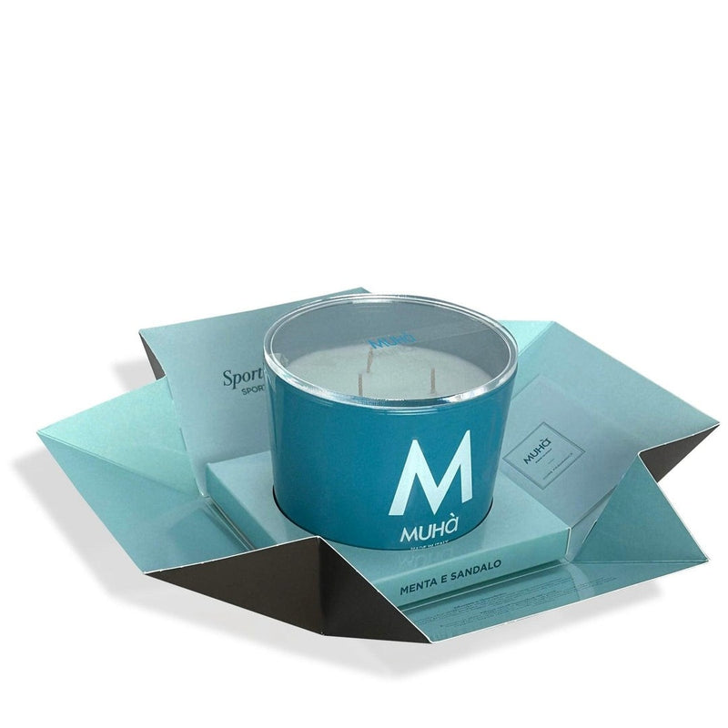 Muhà Bougie Parfumée Menthe et Santal 270 g Ø8,9xH9,5 cm – Bougie Aromatique Décorative pour la Maison et Idée Cadeau