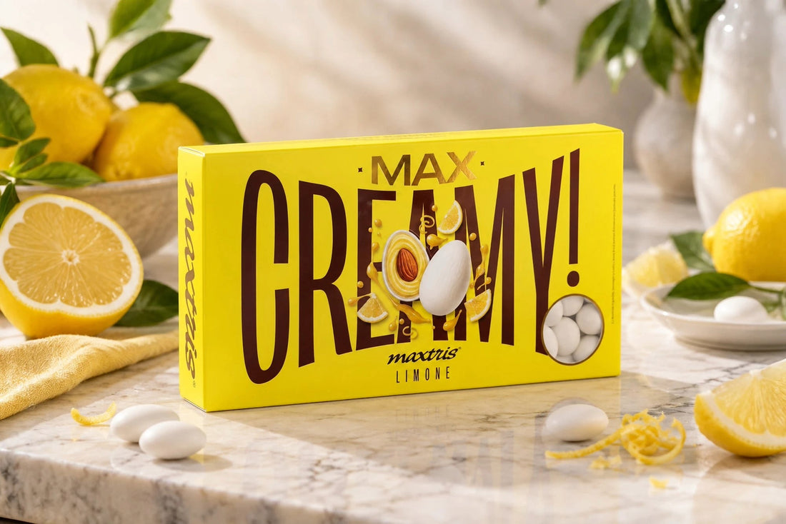 Maxtris Confetti Creamy Max Gusto Limone Bianchi 1 kg – Confetti Golosi al Limone per Matrimoni, Cerimonie, Feste e Confettate