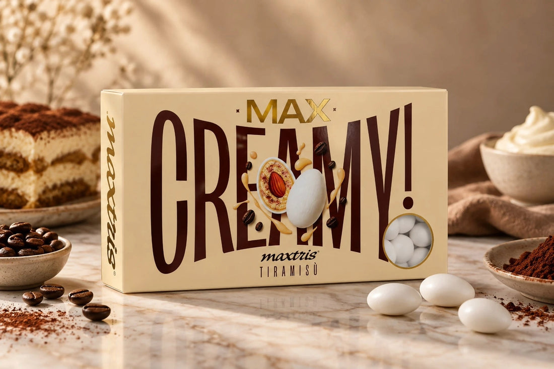 Maxtris Dragées Creamy Max Goût Tiramisu Blanches 1 kg – Dragées Gourmandes au Tiramisu pour Mariages, Cérémonies, Fêtes et Dragéifiage