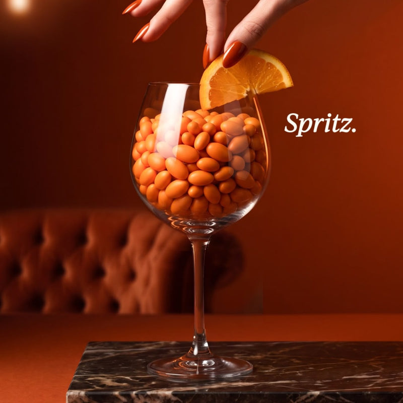 Dragées Maxtris Mixology Spritz 500 g – Dragées Oranges au Chocolat Noir avec Cœur Liquoreux au Goût Spritz pour Fêtes et Événements