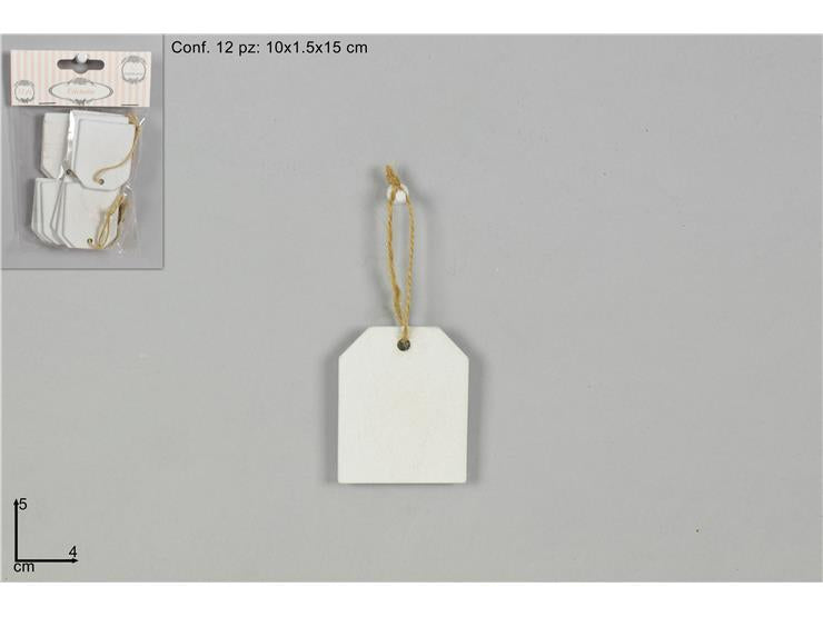 DUE ESSE DISTRIBUZIONI Étiquettes en Bois 5 x 4 Cm Blanc 12 Pièces