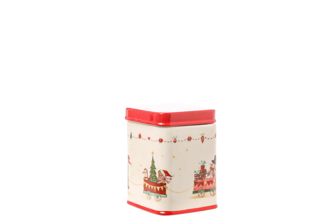 Conteneur de Noël décoré ARPIMEX 9 x 9 x 12 cm Blanc Rouge