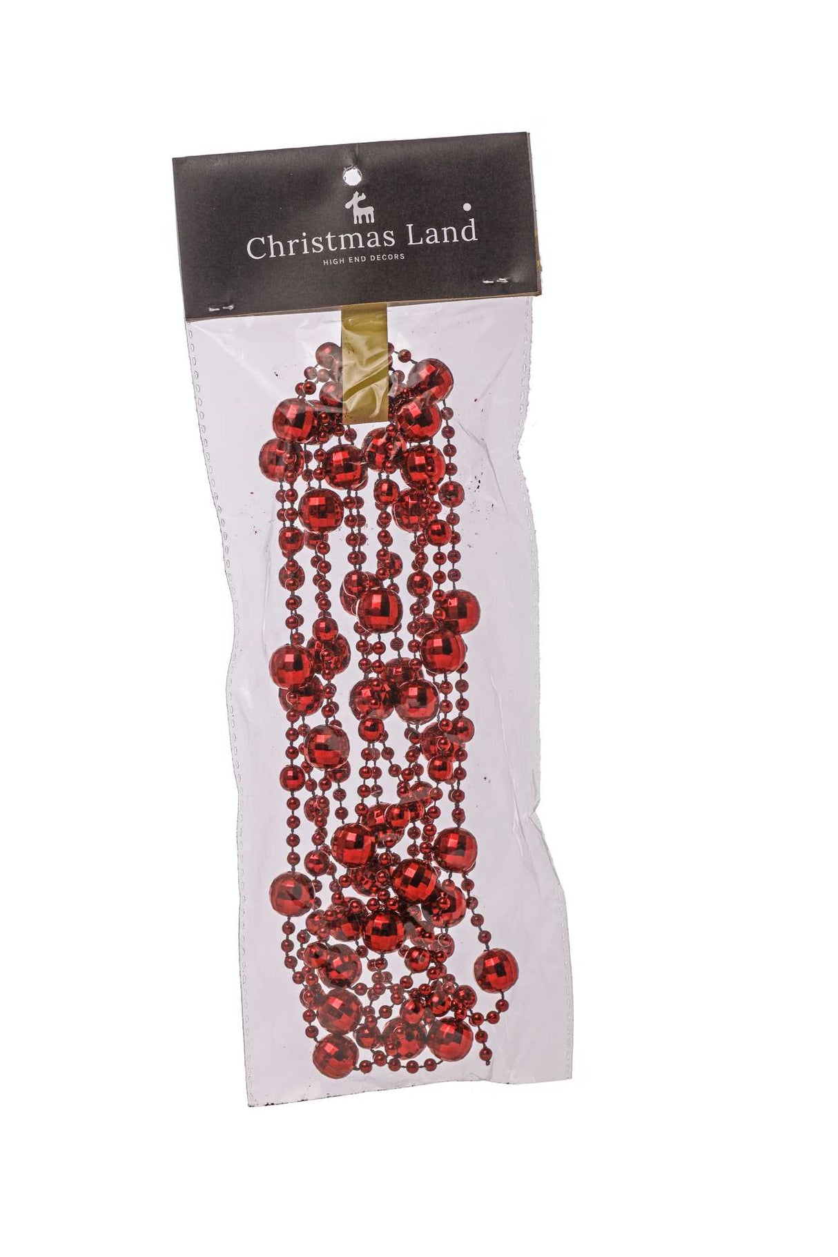 Collana Natale Perle Plastica D 14 Mm 2,7 Mt Rosso