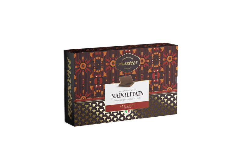 Maxtris Astuccio Napolitain Mini Tavolette di Cioccolato Fondente 80% 500 g – Cioccolatini Monoporzione per Feste, Eventi e Idee Regalo