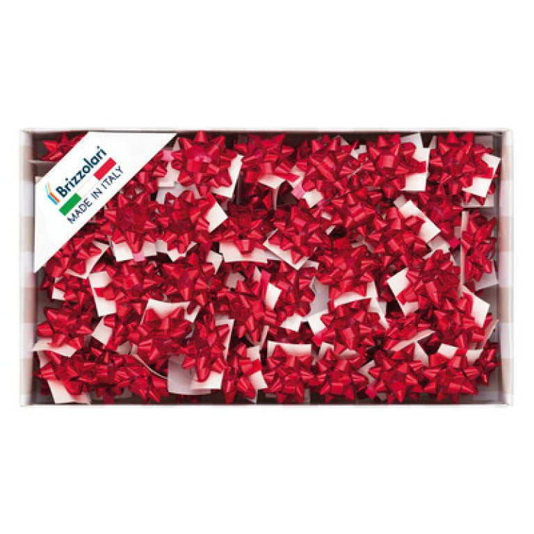 Brizzolari Rosaces Étoile Adhésives Métallisées Rouges 6,5mm 100 Pcs