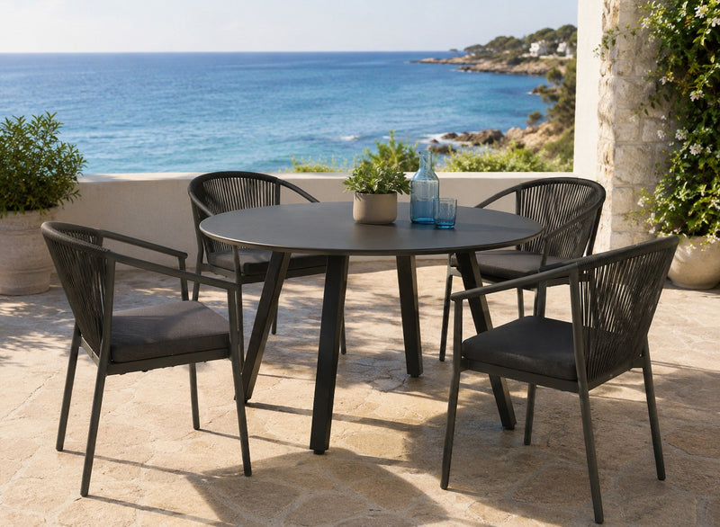 Moia Greenwood Table Rond Alberese Aluminium Anthracite D 120 cm