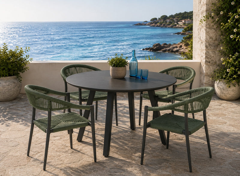 Moia Greenwood Table Rond Alberese Aluminium Anthracite D 120 cm
