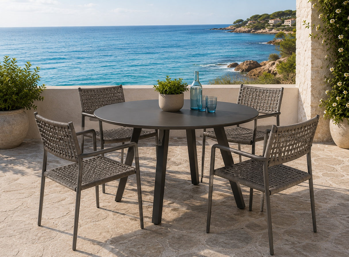 Moia Greenwood Table Rond Alberese Aluminium Anthracite D 120 cm
