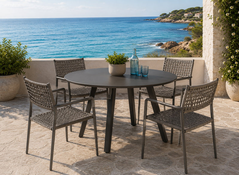 Moia Greenwood Table Rond Alberese Aluminium Anthracite D 120 cm