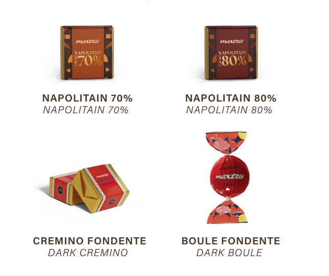 Maxtris Linea Regalo Boîte Bordeaux Chocolat Noir 350 g – Emballage Cadeau avec Chocolats Assortis pour Fêtes et Occasions Spéciales