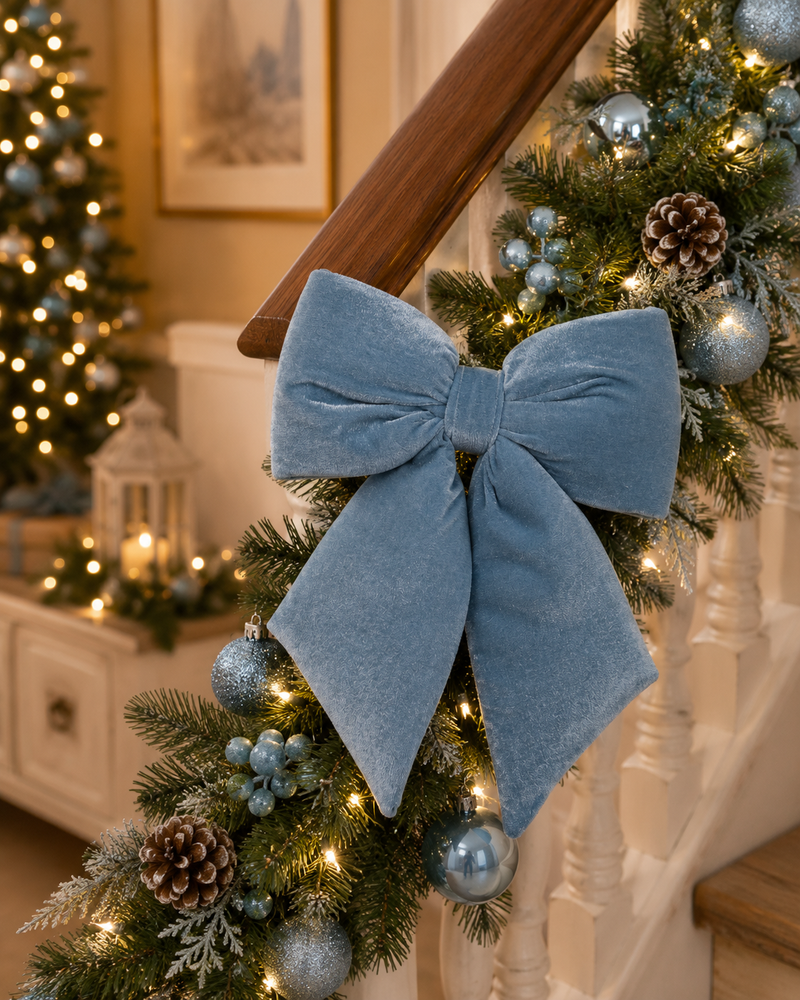 Nœud de Noël ARPIMEX en velours 13,5 x 10 cm Bleu