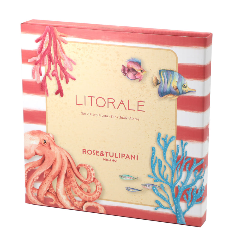 ROSE &amp; TULIPS Lot de 2 assiettes à fruits côtières D 21 cm Angelfish Mélamine