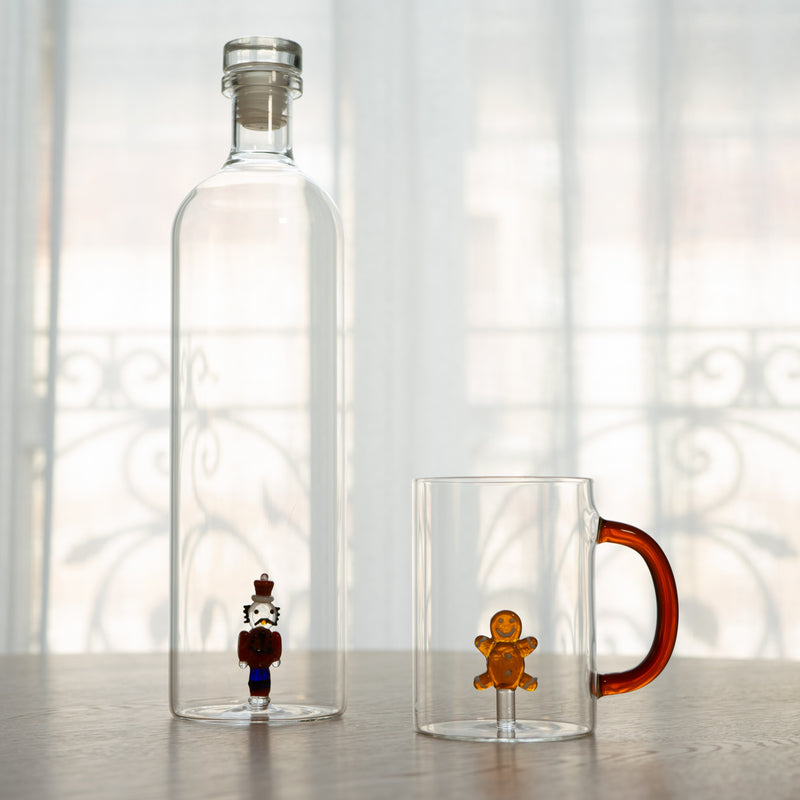 Tasse en verre borosilicate WD LifeStyle 420 ml, motif bonhomme en pain d'épices, décoration de Noël