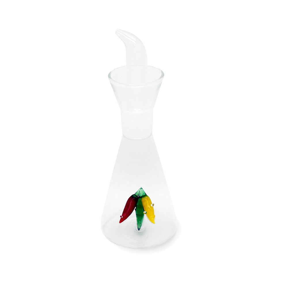 Bouteille d'huile en verre borosilicate WD LifeStyle, 250 ml, décorée de piments