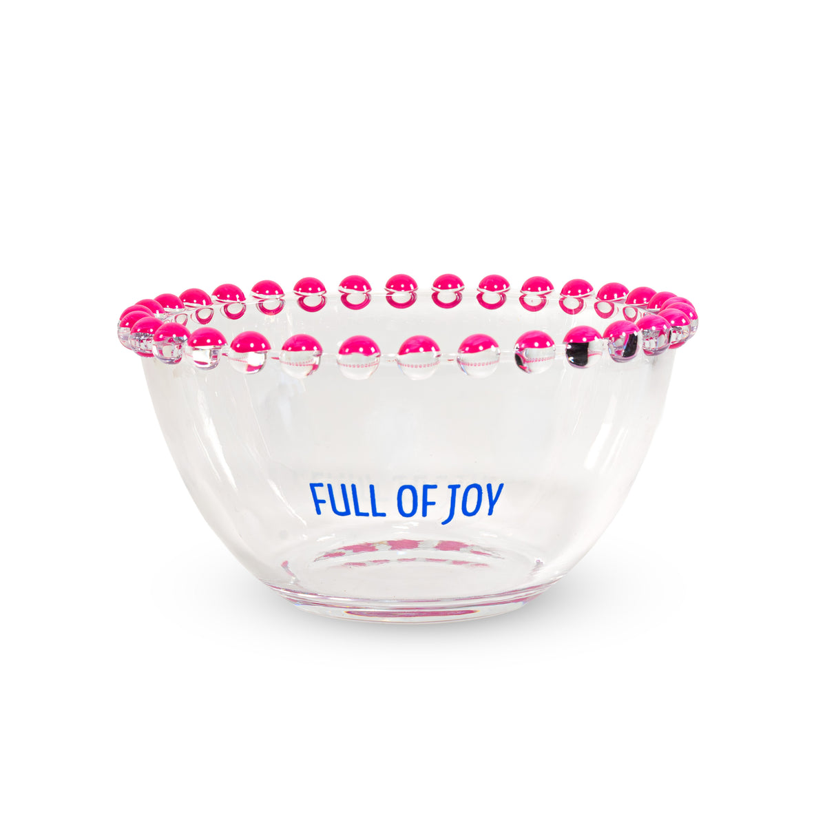 Lot de 2 bols en verre WD LifeStyle de 500 ml, décorés des inscriptions « Start fresh » et « Full of joy », rose et bleu.