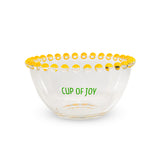 Ensemble de 2 bols en verre WD LifeStyle de 500 ml décorés « Tasse de joie » et « Tasse de paix », jaune et vert