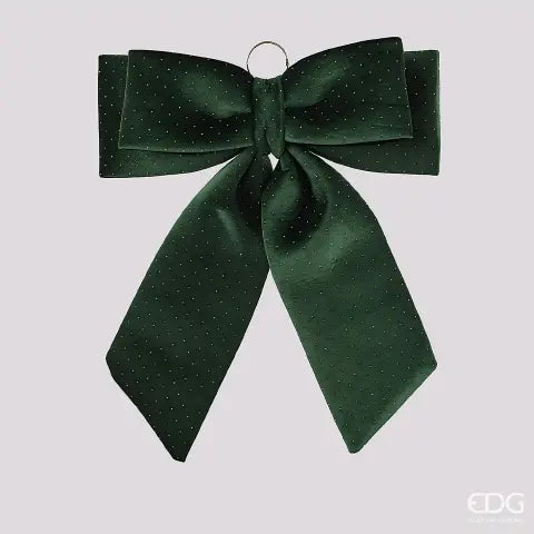 EDG Enzo De Gasperi Fiocco Natalizio in Velluto Verde Scuro H60x50 cm – Decorazione di Natale