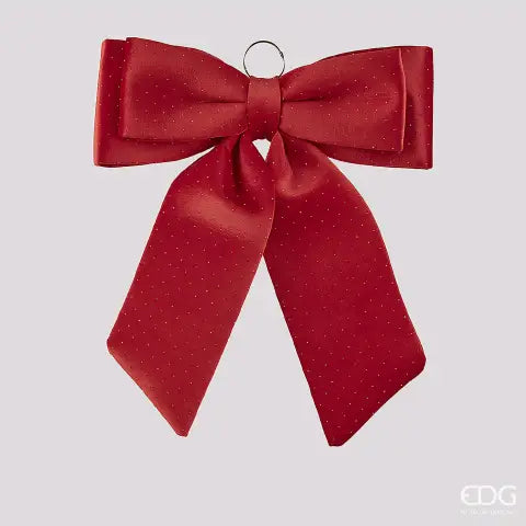 EDG Enzo De Gasperi Fiocco Natalizio in Velluto Rosso Brillantinato H60x50 cm – Decorazione di Natale