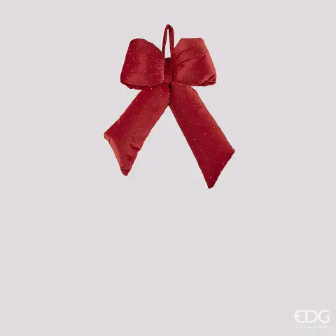 EDG Enzo De Gasperi Fiocco Natalizio in Velluto Rosso Glitter H30x20 cm – Decorazione di Natale