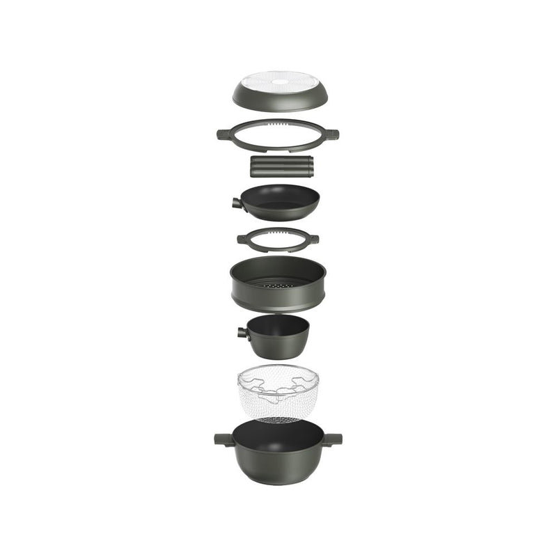Tognana Batteria di Pentole 11 Pezzi Modulo  Military Green in Alluminio Beige – Set Pentole e Casseruole per la Cucina