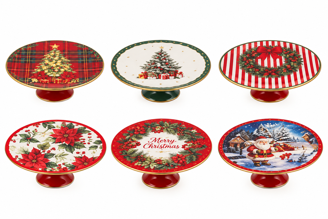 Ad Trend Présentoir de Noël Ø29 cm H10 cm – Présentoir Décoratif pour Gâteaux, Tartes, Centre de Table et Table de Noël, Modèles Assortis 1 pc