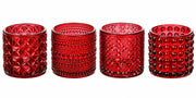 Bougeoirs en verre ARPIMEX Ø 7 cm H 6,8 cm Rouge Mix 4 pièces