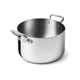 AGNELLI Faitout haut Aluinox 3 plis 2 poignées Inox brillant 32x20 cm