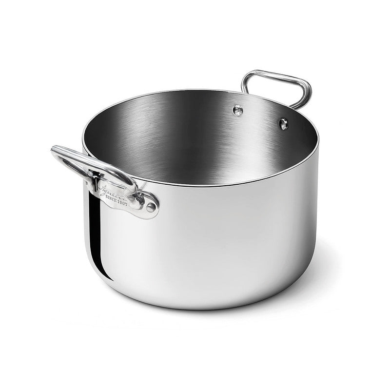 AGNELLI Faitout Haut Aluinox 3 plis 2 poignées Inox poli 28x18 cm