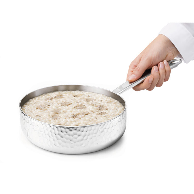 AGNELLI Faitout bas martelé Aluinox 3 plis 20x6 cm avec 1 poignée en acier inoxydable