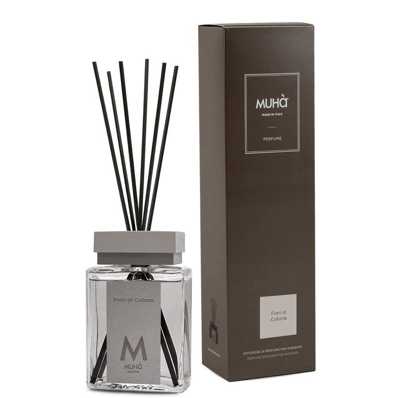 Muhà Luxe Parfum Diffuseur d'Ambiance avec Bâtonnets Fleurs de Coton 100 ml