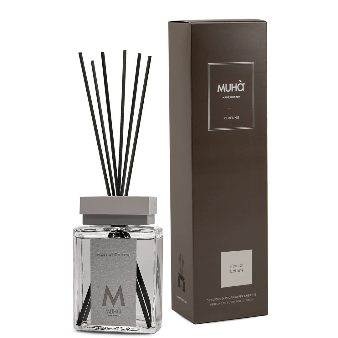Muhà Luxe Parfum d'Ambiance Diffuseur avec Bâtonnets Fleurs de Coton 200 Ml