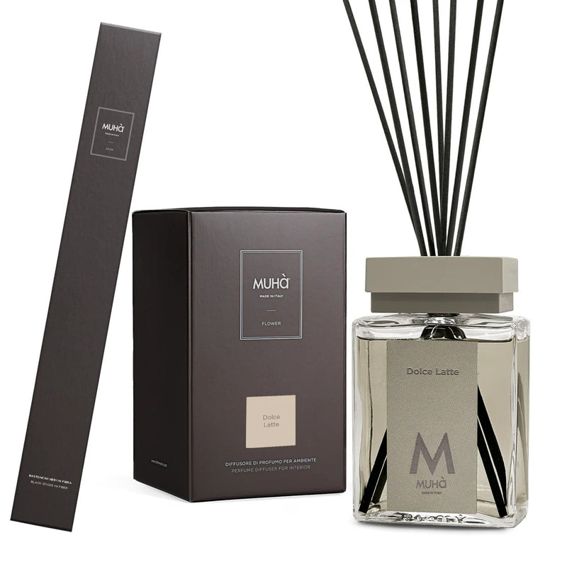 Diffuseur de Parfum d'Ambiance Muhà Luxe avec Bâtonnets Doux Lait 1 000 ml