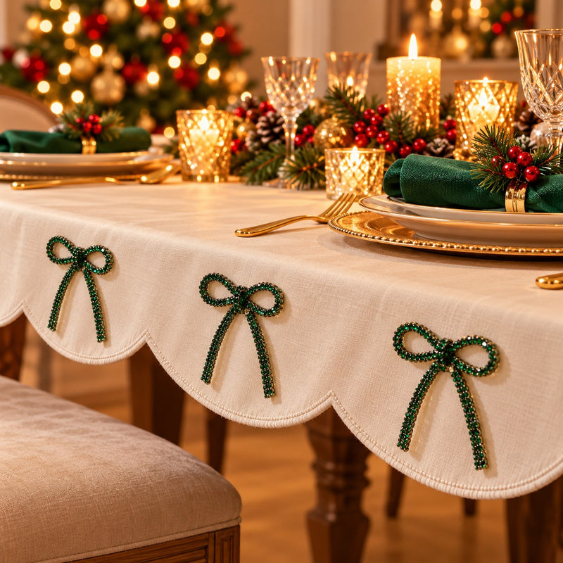 Piovaccari Nœud de Noël Bows with Diamonds Vert Foncé 6,5xH7 cm – Nœud Décoratif avec Diamants pour Sapin de Noël, Décorations et Emballages Cadeaux