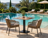 Moia Greenwood Piètement Fonte Table Acier Anthracite Plateau
