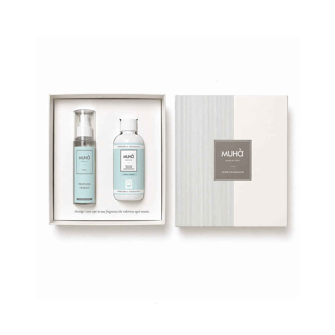 Muhà Set Regalo Bucato 200 ml + Spray 125 ml Acqua Marina – Idea Regalo Natale