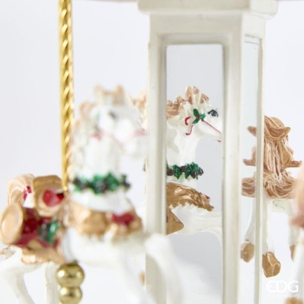 EDG Enzo De Gasperi Carillon Cavalli Giostra H25 Bianco e Rosso Natale