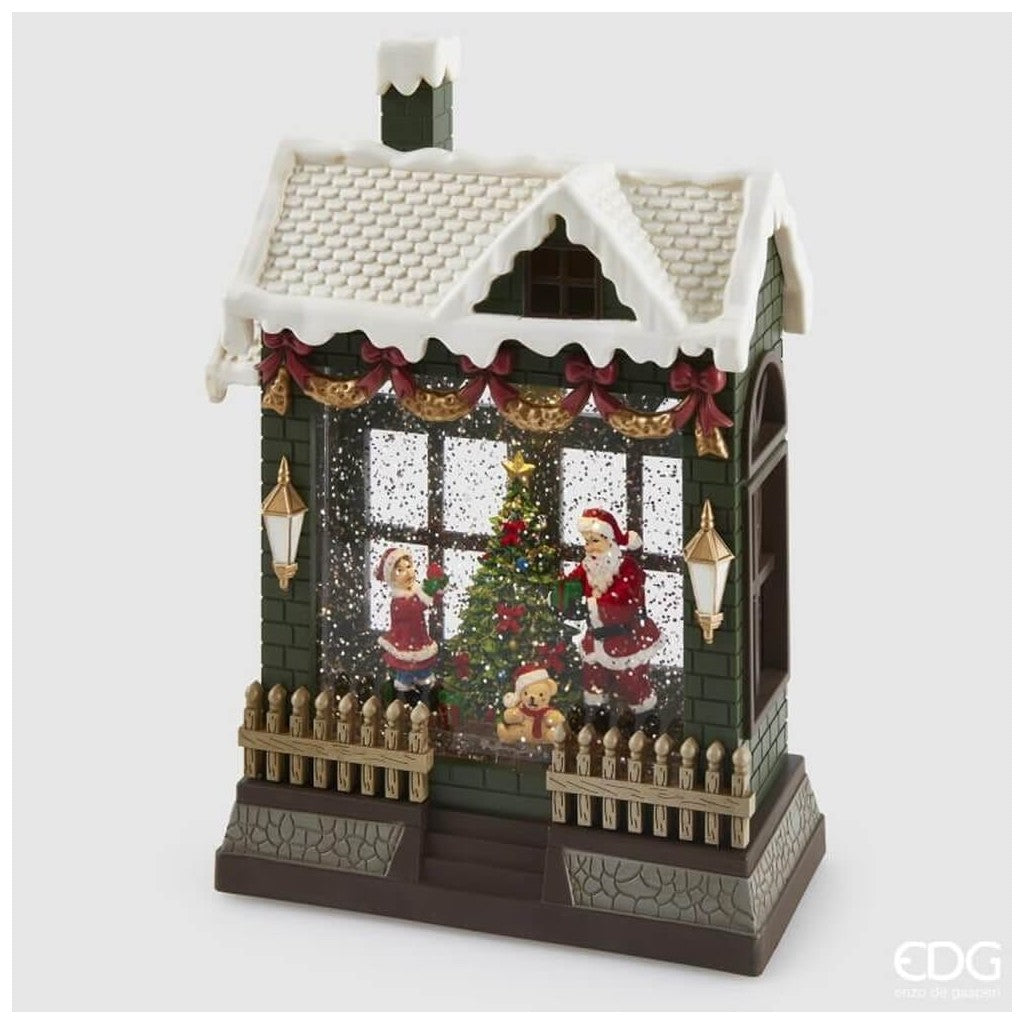 EDG Enzo De Gasperi Diorama Maison de Noël LED H26 cm avec Musique et Mouvement – Décoration de Noël