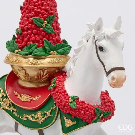 Cheval à Bascule Noël EDG Enzo De Gasperi H43,5x36,5x13 cm Blanc Rouge – Décoration de Noël