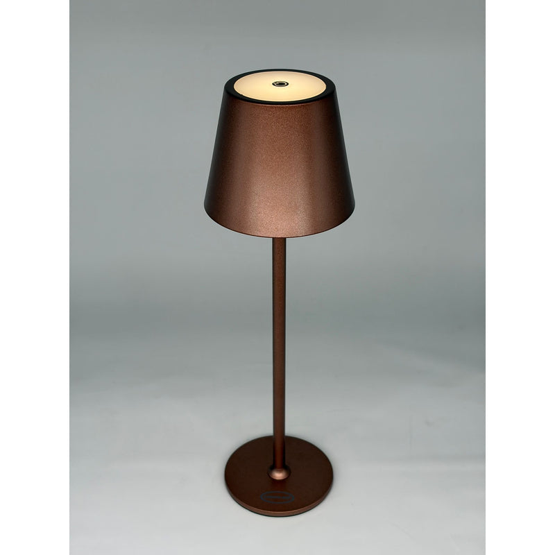 L'Arcolaio Lampe LED Tactile Rechargeable H 38 Cm 10 x 10 Cm IP54 Ronde Pro Marron Bronzé