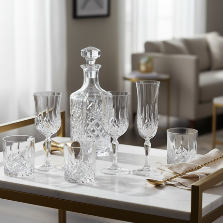 Composizione bar cart cristalli