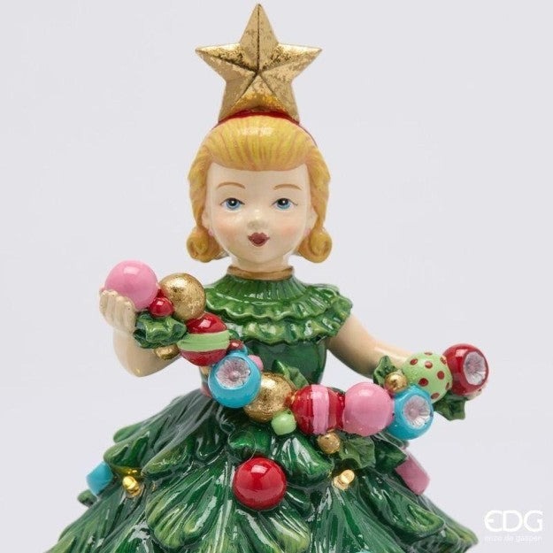 EDG Enzo De Gasperi Lady Pino Natalizia LED H20 Ø15 cm Verde Mix – Decorazione di Natale