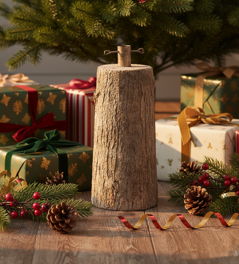 EDG Enzo De Gasperi Pied pour sapin de Noël, tronc pour sapin, H 45 cm, D 22 cm, 9 kg, naturel