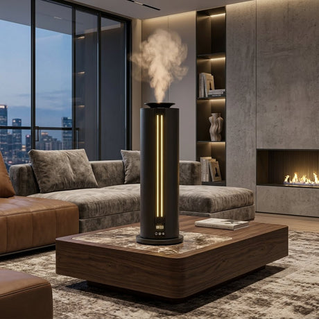 DESSENZE Diffuseur de Parfum Haute Pression Tower Light Gris Anthracite – Diffuseur d'Ambiance Baies Rouges