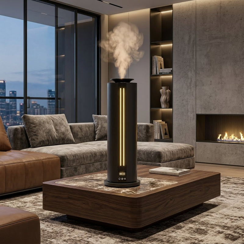 DESSENZE Diffuseur de Parfum Haute Pression Tower Light Gris Anthracite – Diffuseur d'Ambiance Baies Rouges