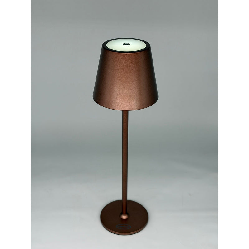 L'Arcolaio Lampe LED Tactile Rechargeable H 38 Cm 10 x 10 Cm IP54 Ronde Pro Marron Bronzé