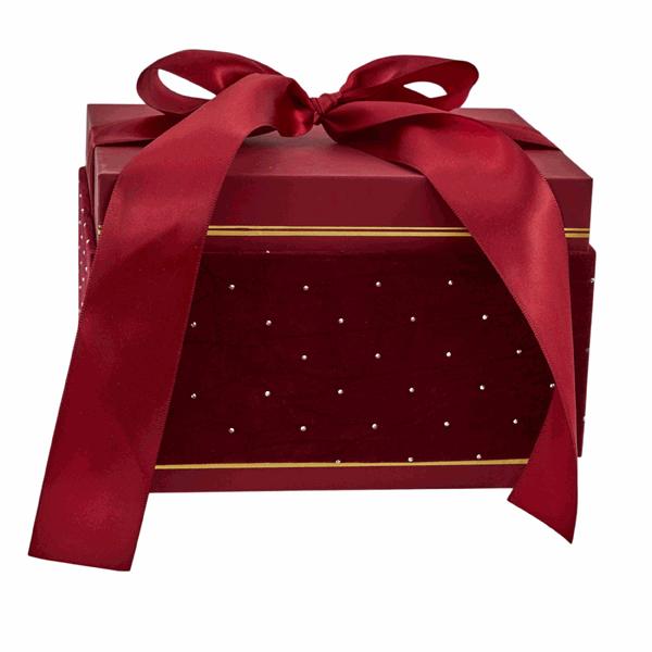 L'Arcolaio Scatola Natalizia Rettangolare in Velluto Medio Velvet Red 18,7x14,7x12,1 Cm