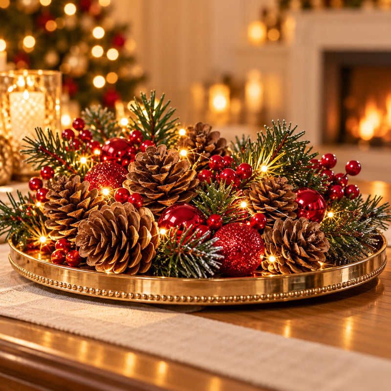 Piovaccari Set de 15 Pommes de Pin Décoratives Ø3 cm – Pommes de Pin pour Sapin de Noël, Décorations de Noël, Centre de Table et Loisirs Créatifs