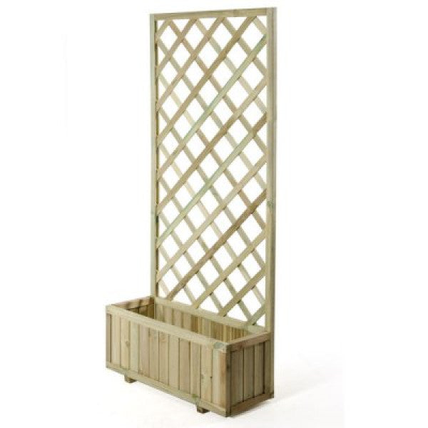 Bac à Fleurs en Bois Jardin L'Arcolaio avec Treillage Imprégné 90x30x180cm